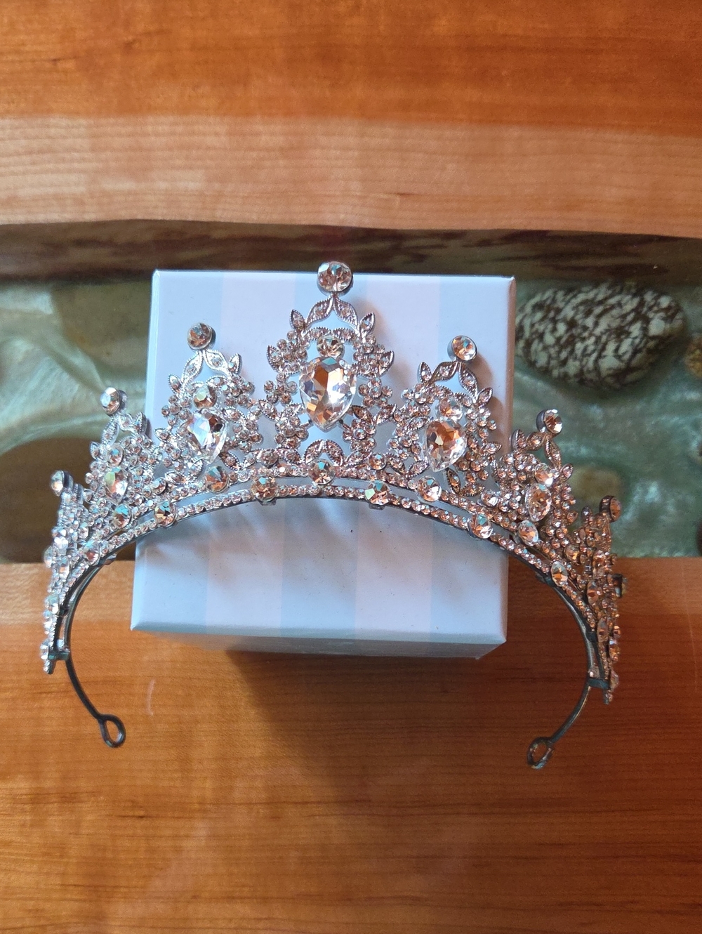 Crystal Rhinestone Tiara Crown - Silver